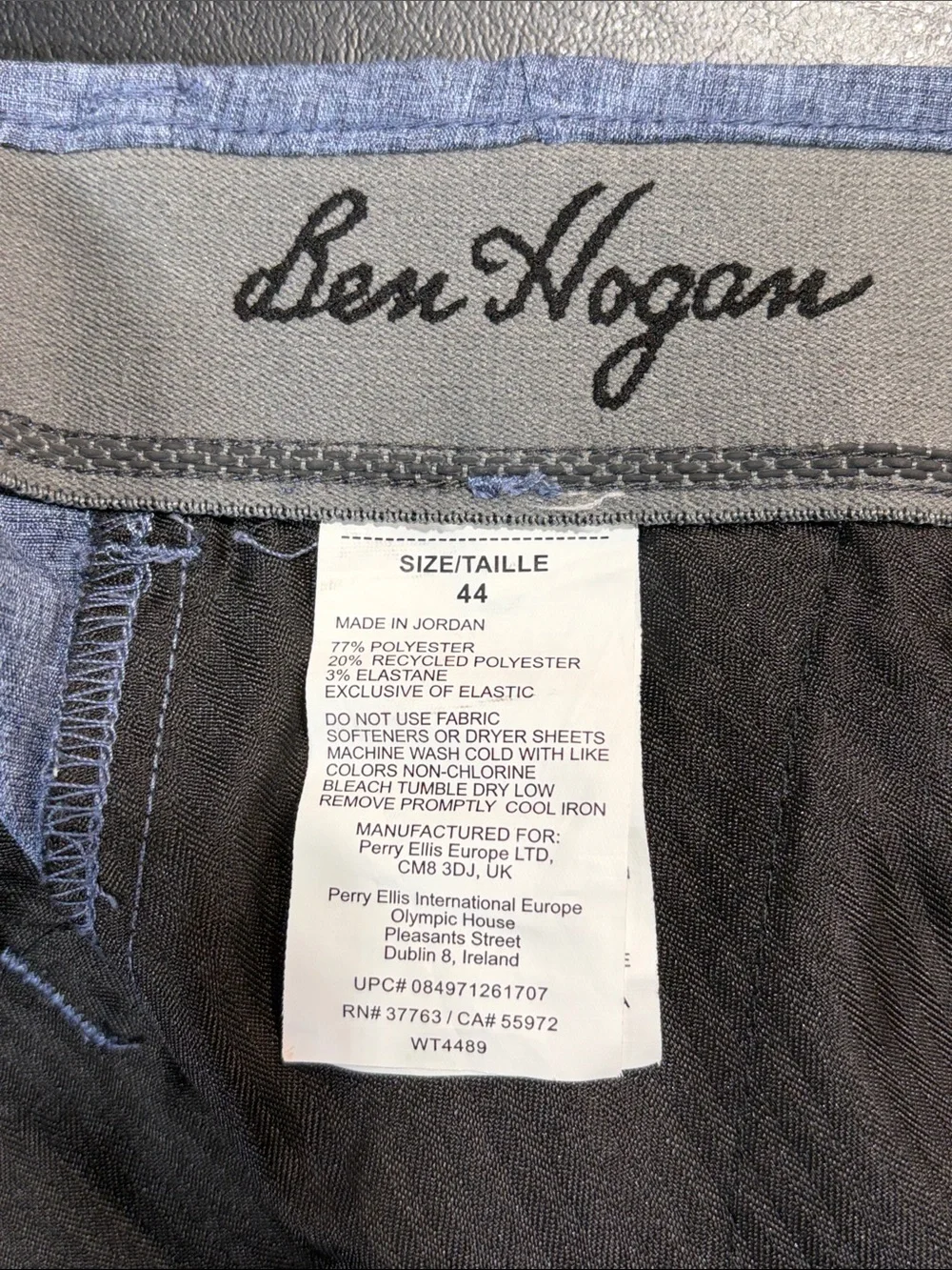 Ben Hogan Men's Tall 44 Blue Flat-Front Performance Shorts